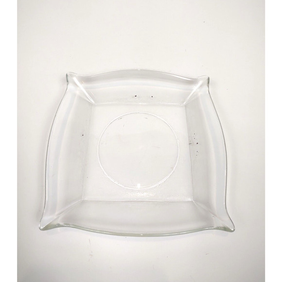 Vintage Clear Glass Pillar Candle Holder Plate Square 5.5" Beveled Edge - Picture 4 of 7